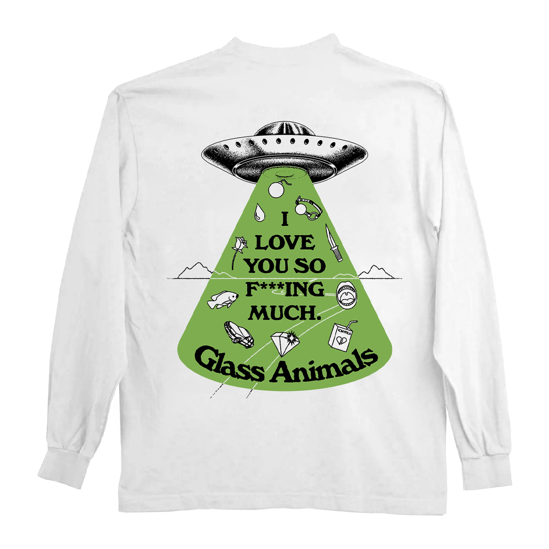 Glass Animals - I Love You So F***ing Much Glow-In-The-Dark Longsleeve T-Shirt in white